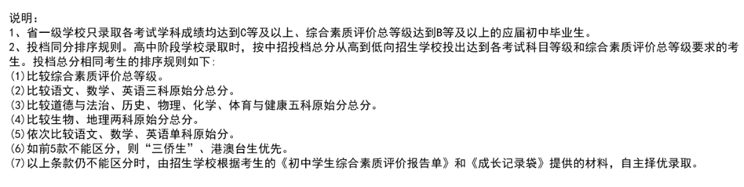 2023年海南省中等学校招生第一批B段投档分数线（一）
