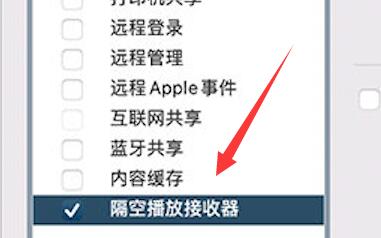 点开“系统偏好设置”，进入“共享”，勾选“隔空播放接收器”