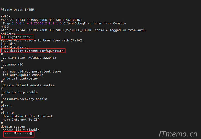 h3c查看配置信息/文件命令 h3c交换机查看当前配置
