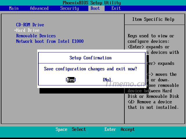 设置好之后，别忘了按：F10，回答：YES 敲回车键，保存VMware BIOS设置。