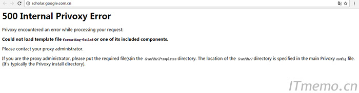 打开网页提示：500 Internal Privoxy Error 解决方法