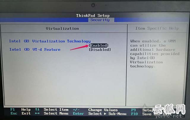 ThinkPad笔记本电脑如何开启CPU虚拟化技术的图文教程