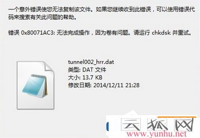 U盘复制文件报“0x80071ac3”错误解决方法