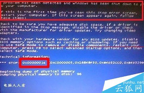 电脑开机蓝屏停机码0×0000002E的解决办法