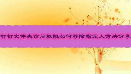 钉钉文件夹访问权限怎么收回? 删除某人文件夹访问权限的技巧