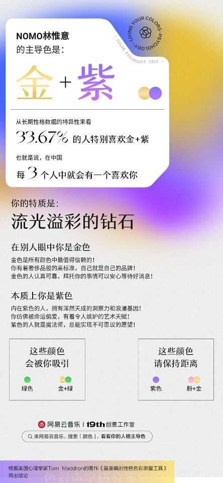 网易云<a href='https://www.wddqw.com/c_659.html' target='_blank'>音乐</a>性格主导色各种颜色含义是什么 性格主导色答案大全