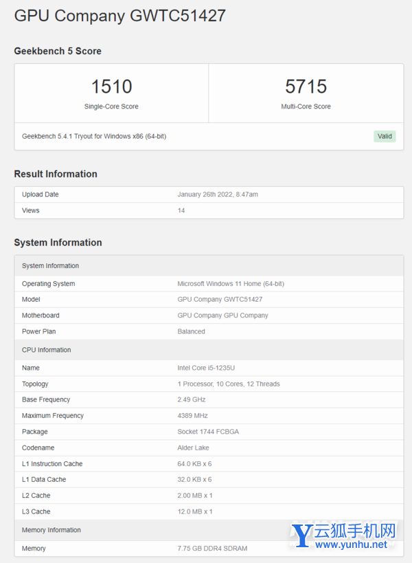 i5-1235U跑分多少-跑分详情