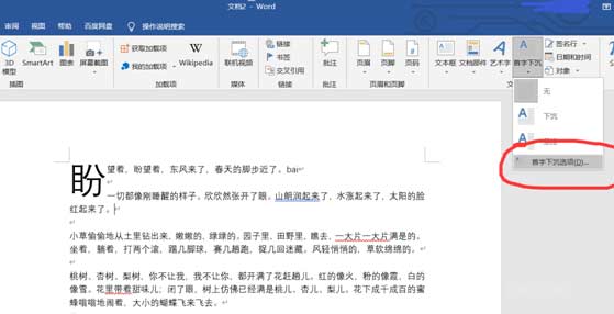 word怎么进行首字下沉