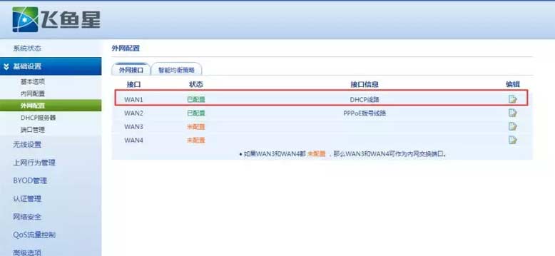 飞鱼星988GW+上网调试