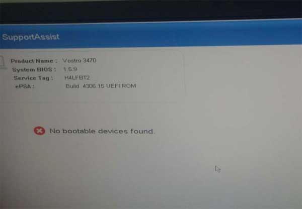 电脑开机提示no bootable devices found怎么回事?(图1)