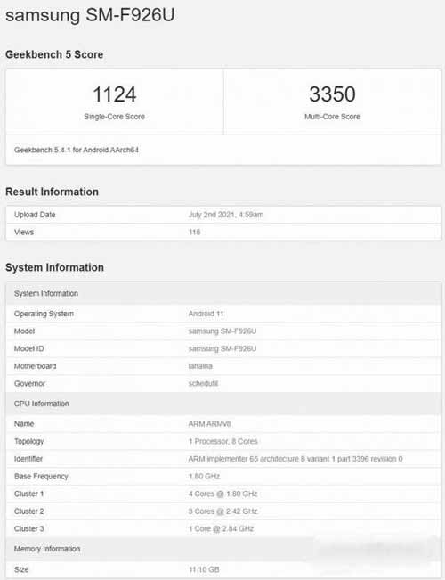 三星GalaxyZFold3跑分多少(图1)
