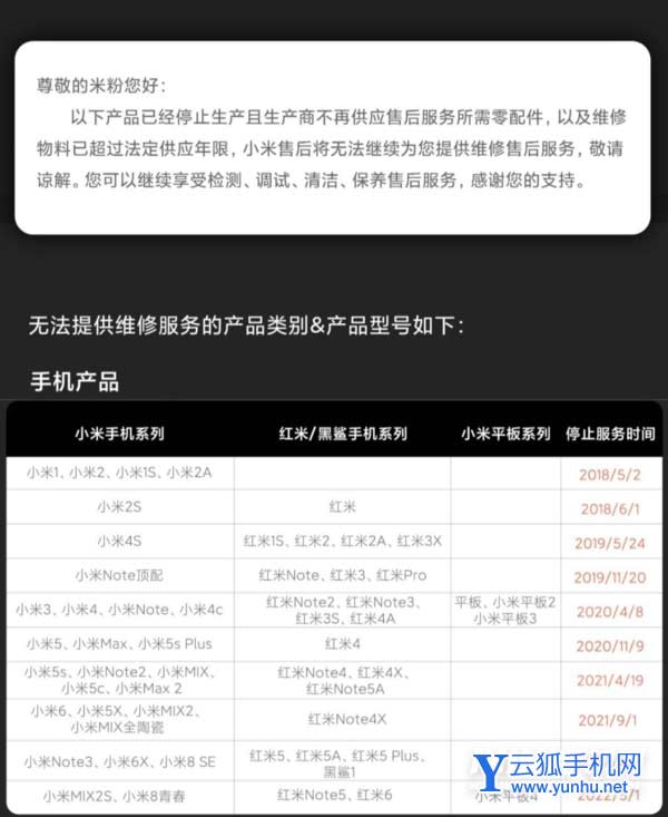 小米有哪些数码设备停止维修服务了-包含哪些产品