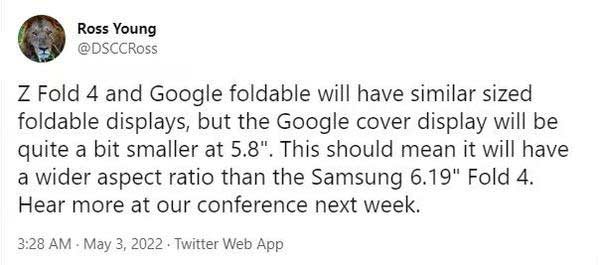 谷歌 Pixe 折叠机或秋季发布 尺寸接近 Z Fold4