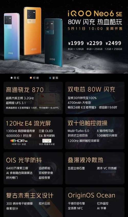 一张图看懂iQOO Neo6 SE xxxx元起售性价比无敌 