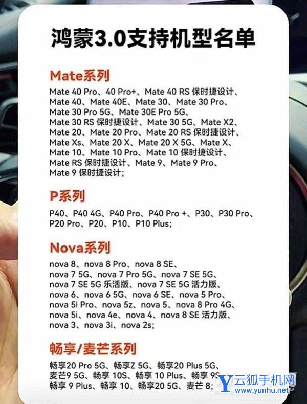 华为鸿蒙3.0适配机型-目前适配了哪些手机
