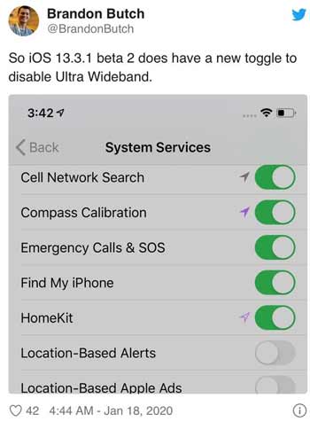 升级iOS 13.3.1 Beta 2后如何开启禁用超宽带功能? 升级iOS 13.3.1 Beta 2后如何开启禁用超宽带功能?