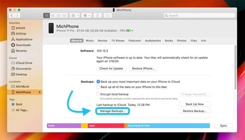 如何在 macOS Catalina 中删除 iPhone 备份文件？