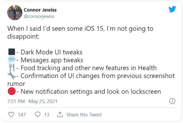 iOS 15将有哪些新功能?食物追踪功能、锁屏UI调整会有吗? iOS 15将有哪些新功能?食物追踪功能、锁屏UI调整会有吗?