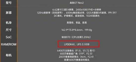 realmeGTNeo2是lpddr5还是lpddr4-支持UFS3.1吗(图文)